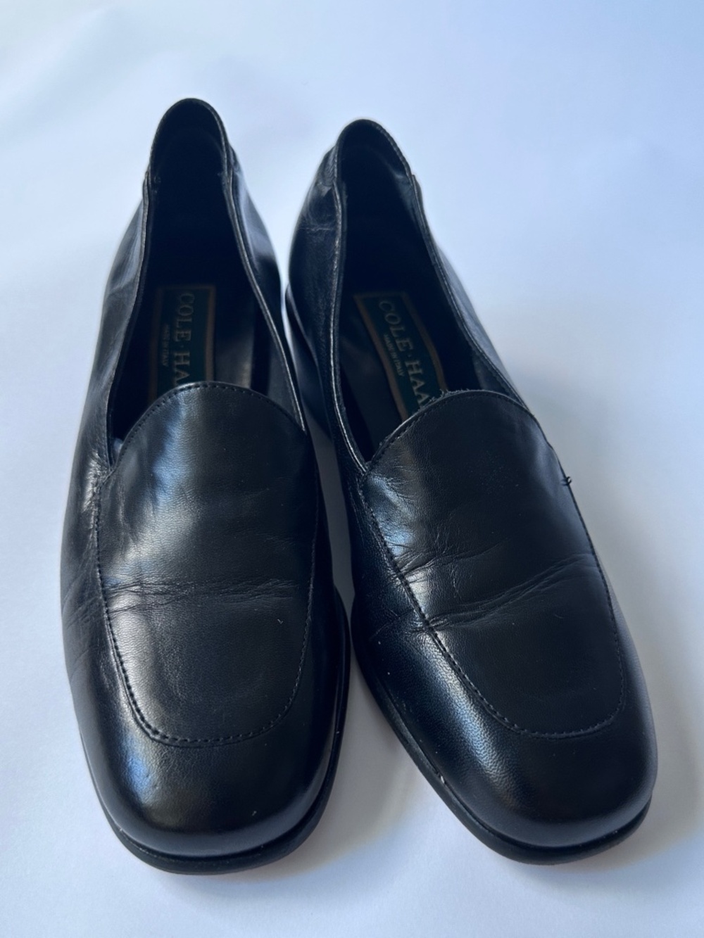 Cole Haan Black Leather Loafers Slip On Low Heel Italy Womens 5.5